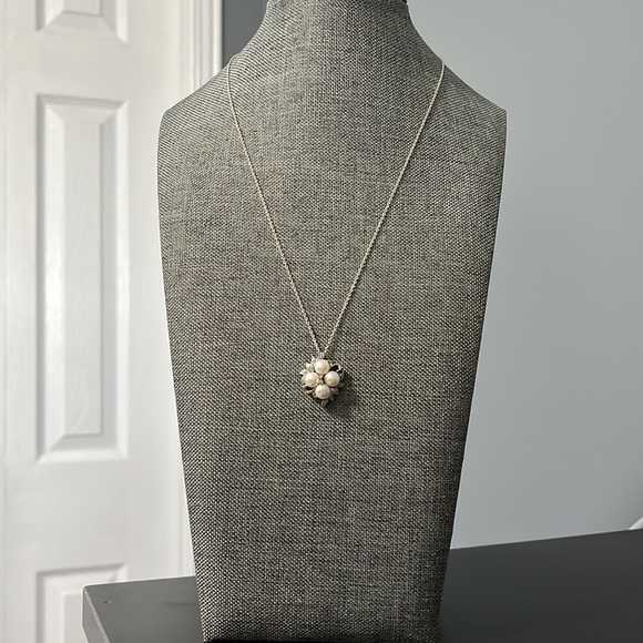 .925 diamond and pearl necklace with 14k gold accents - Picture 3 of 6